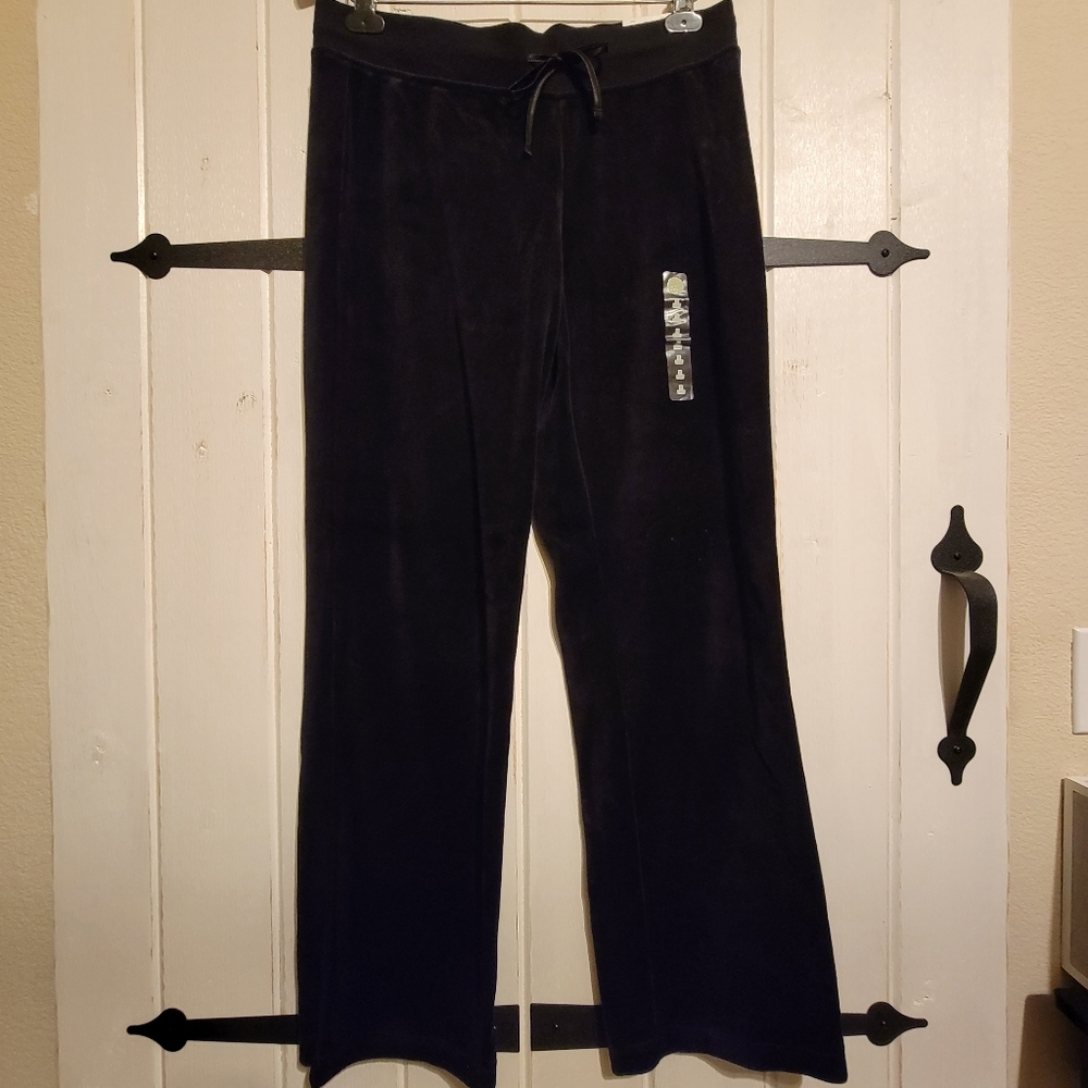 Made For Life Womens Pants Black Drawstring Velour Size Medium